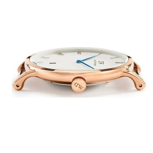 Daniel Wellington Dapper Reading White Dial Black Leather Strap Watch For Men - DW00100107