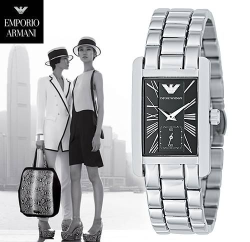 Emporio Armani Classic Black Dial Silver Stainless Steel Watch For Women - AR0157