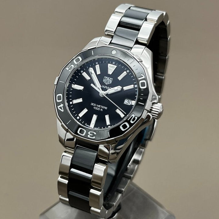 Tag Heuer Aquaracer Quartz Black Dial Two Tone Steel Strap Watch for Men - WAY131A.BA0913