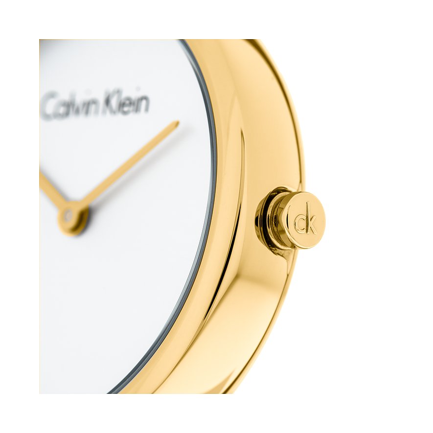 Calvin Klein Authentic White Dial Rose Gold Mesh Bracelet Watch for Women - K8G23526