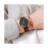 Daniel Wellington Classic Petite Bristol Black Dial Brown Leather Strap Watch For Women - DW00100221