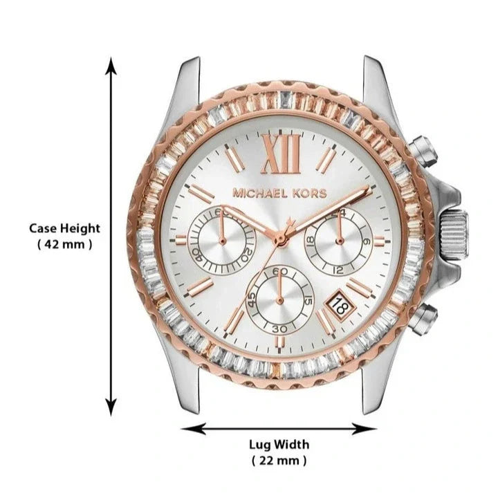 Michael Kors Everest Chronograph Silver Dial Two Tone Steel Strap Watch For Women - MK6975