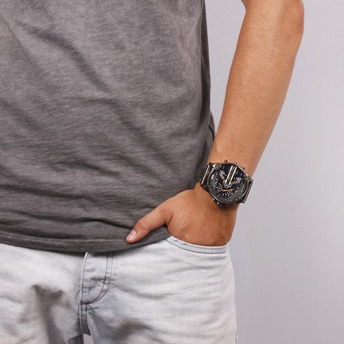 Diesel Big Daddy 2.0 Chronograph Blue Dial Grey Steel Strap Watch For Men - DZ7331