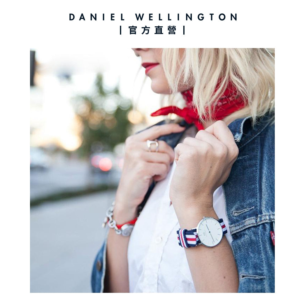 Daniel Wellington Classic Canterbury White Dial Two Tone NATO Strap Watch For Women - DW00100051