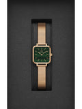 Daniel Wellington Quadro Green Dial Gold Stainless Steel Watch For Women - DW00100520