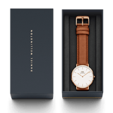 Daniel Wellington Dapper Durham White Dial Brown Leather Strap Watch For Women - DW00100113