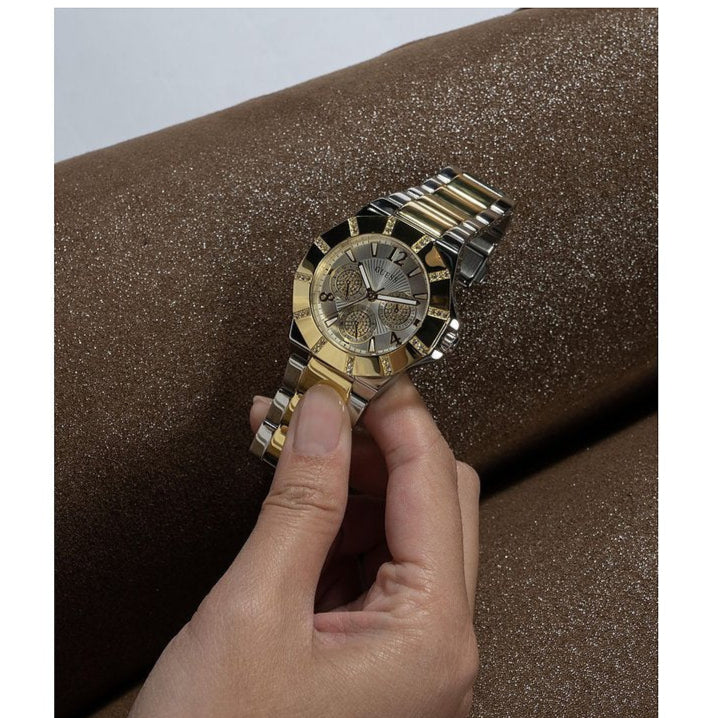 Guess Sunray Multifunction Silver Dial Two Tone Steel Strap Watch for Women - GW0616L2