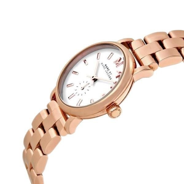 Marc Jacobs Baker White Dial Rose Gold Steel Strap Watch for Women - MBM3248