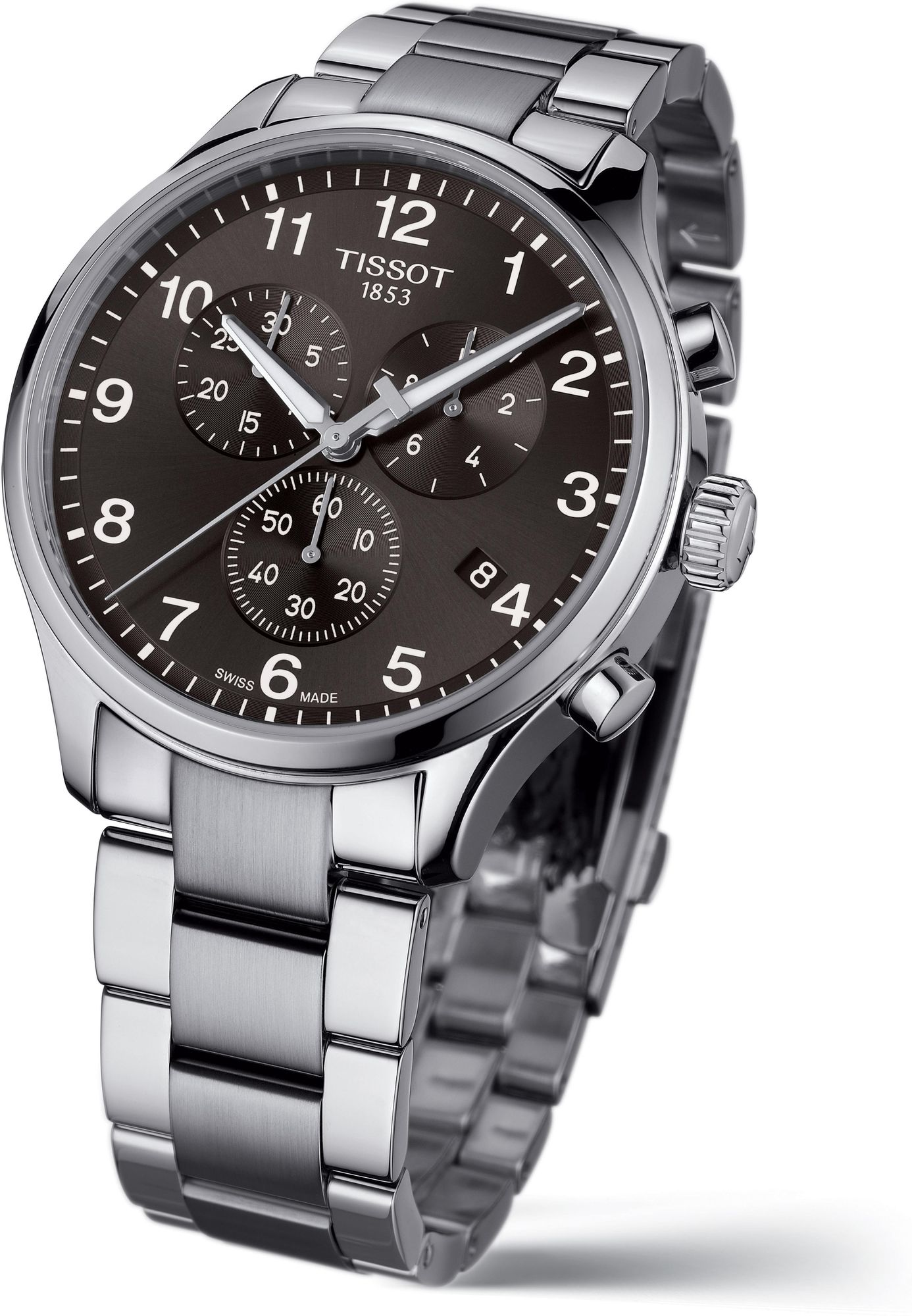 Tissot T Classic Chrono XL Black Dial Silver Steel Strap Watch For Men - T116.617.11.057.01