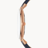 Fossil The Minimalist Slim White Dial Blue Leather Strap Watch for Men - FS5371