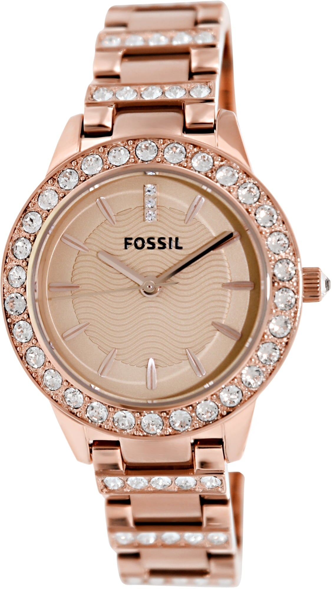 Fossil Jesse Crystal Rose Gold Dial Rose Gold Steel Strap Watch for Women - ES3020