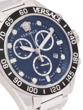Versace Greca Dome Chronograph Blue Dial Silver Steel Strap Watch for Men - VE6K00323