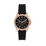Michael Kors Mini Pilot Black Dial Black Silicone Strap Watch For Women - MK7373