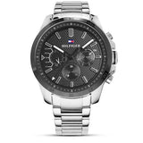 Tommy Hilfiger Iconic Quartz Black Dial Silver Steel Strap Watch for Men - 1791564
