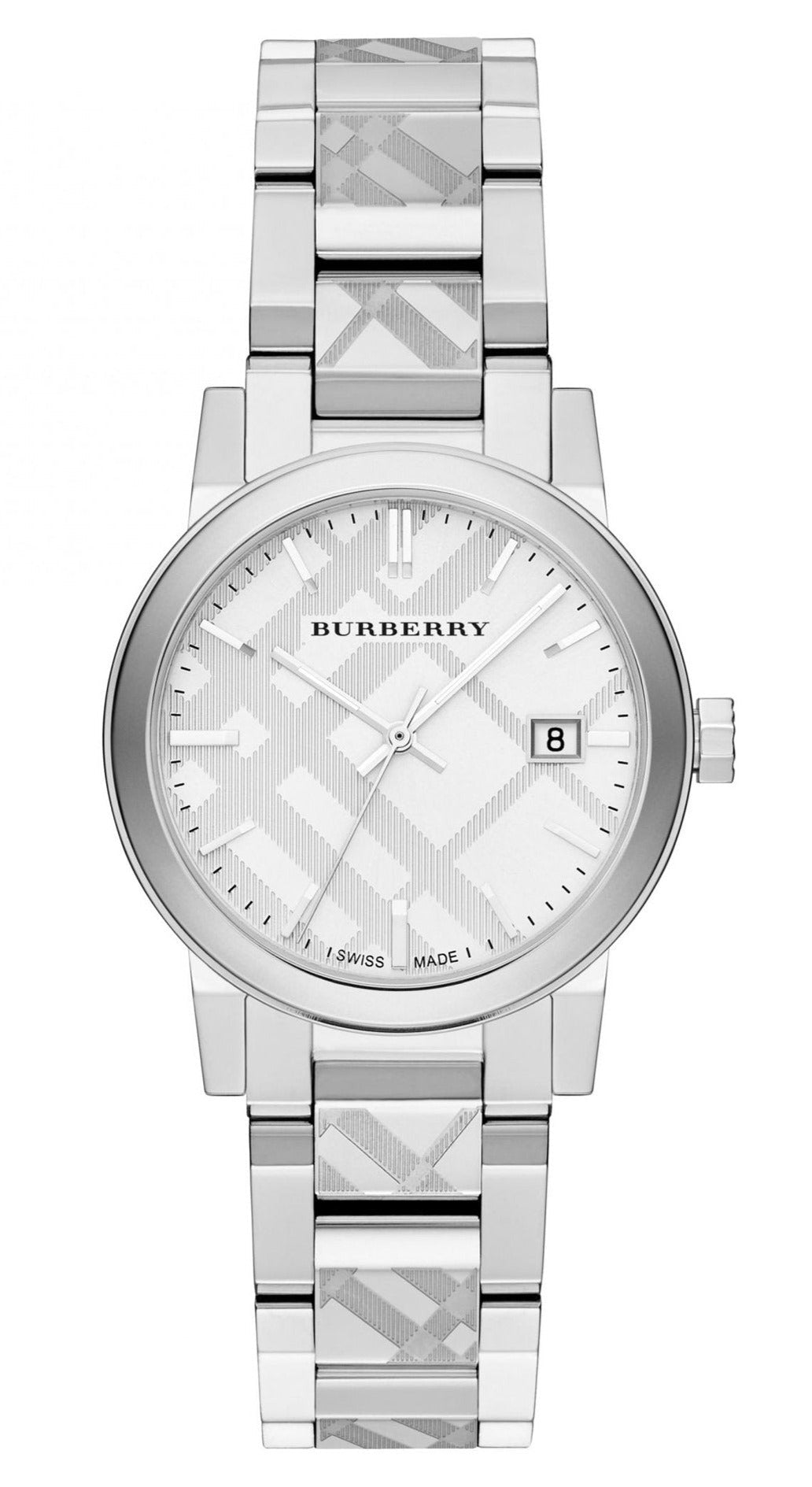 Burberry The City White Dial Silver Steel Strap Watch for Women - BU9144