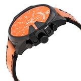 Diesel Mega Chief Chronograph Black Dial Brown Leather Strap Watch For Men - DZ4476