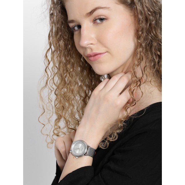 Guess Quartz Silver Dial Willow Stainless Steel Mesh Bracelet Watch For Women - W0836L2