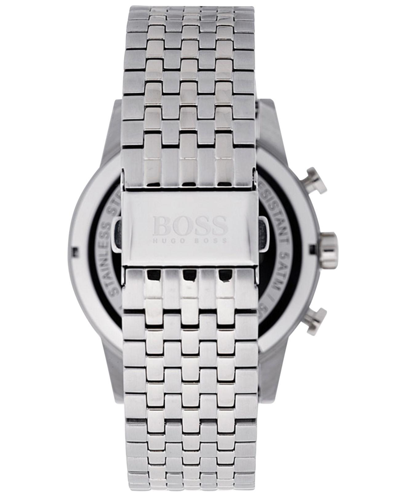 Hugo Boss Navigator Chronograph Blue Dial Silver Steel Strap Watch for Men - 1513498