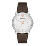 Emporio Armani Herren White Dial Brown Leather Strap Watch For Men - AR11103
