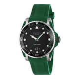 Gucci Dive Black Dial Green Rubber Strap Watch For Men - YA136310