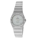 Omega Constellation Quartz Diamonds Silver Dial Silver Steel Strap Watch for Women - 123.15.27.60.55.004