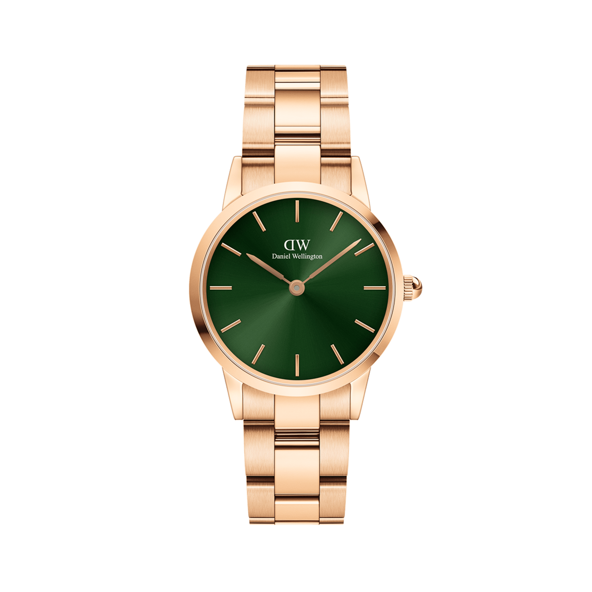 Daniel Wellington Iconic Link Emerald Green Dial Rose Gold Steel Strap Watch For Women - DW00100419