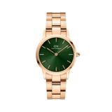 Daniel Wellington Iconic Link Emerald Green Dial Rose Gold Steel Strap Watch For Women - DW00100419