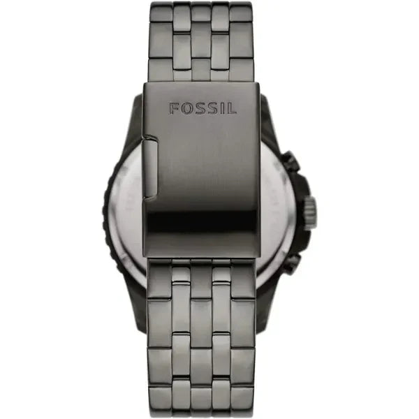 Fossil FB-01 Chronograph Black Dial Grey Steel Strap Watch for Men - FS5835
