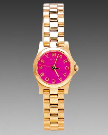 Marc Jacobs Henry Dinky Pink Dial Rose Gold Steel Strap Watch for Women - MBM3203