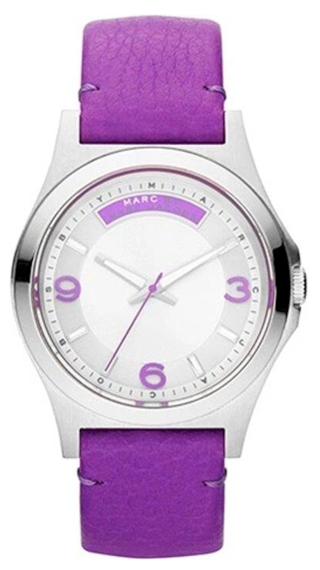 Marc Jacobs Baby Dave Silver Dial Purple Leather Strap Watch for Women - MBM1262