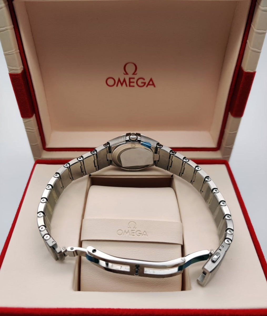 Omega Constellation Manhattan Quartz Diamonds Blue Dial Silver Steel Strap Watch for Women - 131.10.25.60.53.001