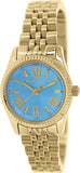 Michael Kors Lexington Quartz Blue Dial Gold Steel Strap Watch For Women - MK3271
