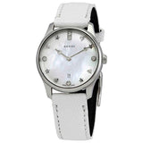 Gucci G-Timeless Mother of Pearl White Dial White Leather Strap Watch For Women - YA126597