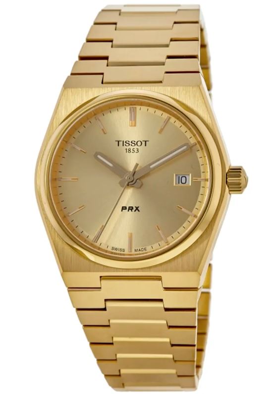 Tissot PRX Gold Dial Gold Steel Strap Watch for Men - T137.210.33.021.00