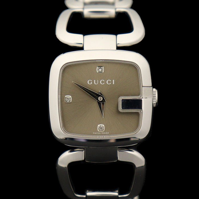 Gucci G Gucci Brown Dial Silver Steel Strap Watch For Women - YA125503