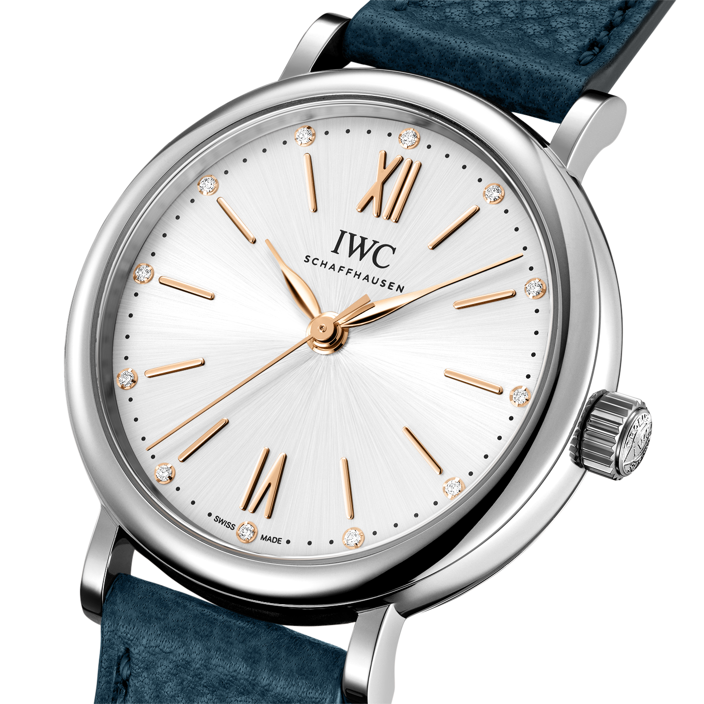 IWC Portofino Automatic Silver Dial Blue Leather Strap Watch for Women - IW357411