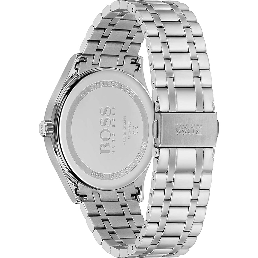 Hugo Boss Companion Black Dial Silver Steel Strap Watch for Men - 1513652