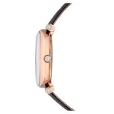 Swarovski Crystalline Wonder Silver Dial Black Leather Strap Watch for Women - 5653359