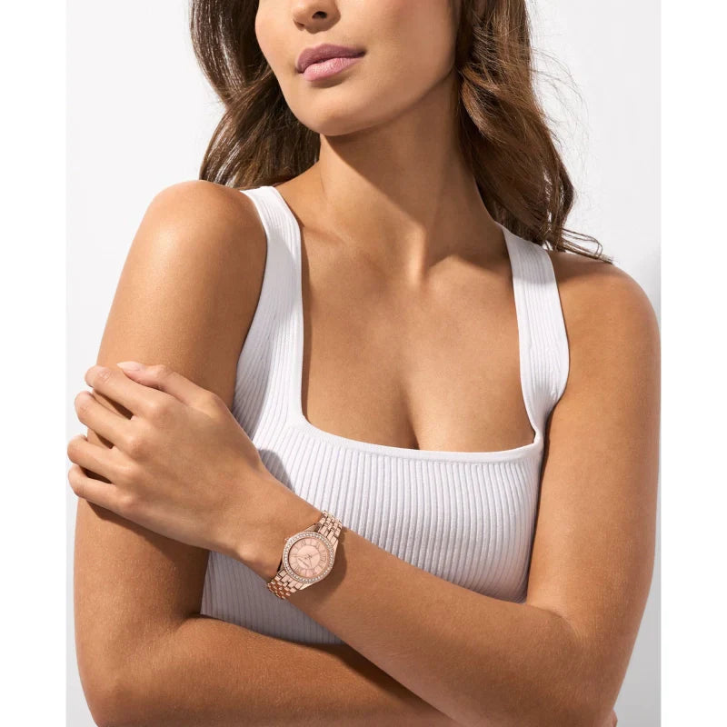 Michael Kors Harlowe Three-Hand Rose Gold Dial Rose Gold Steel Strap Watch for Women - MK4845