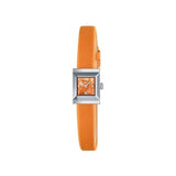 Gucci G-Frame Square Mother of Pearl Orange Dial Orange Leather Strap Watch For Women - YA128532