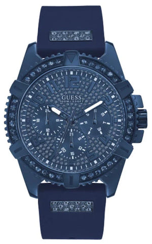 Guess Frontier Crystals Blue Dial Blue Silicon Strap Watch For Men - W1132G4