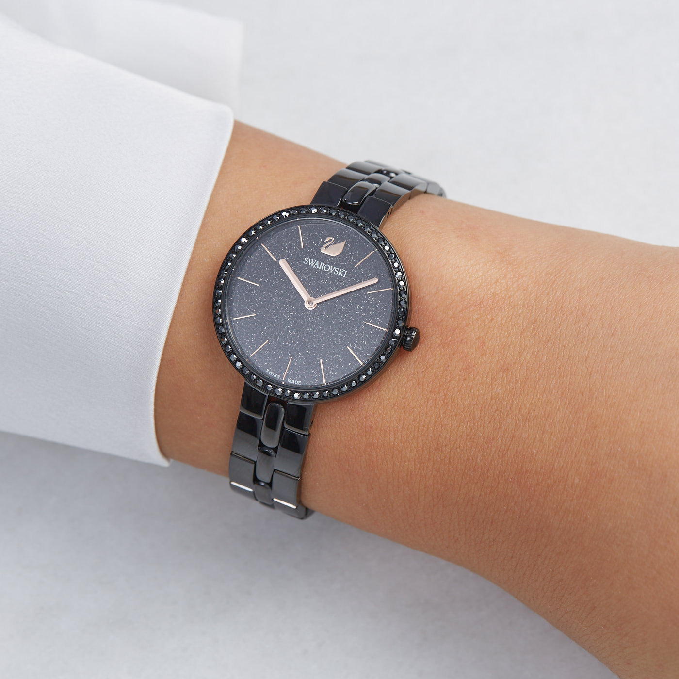 Swarovski Cosmopolitan PVD Black Dial Black Steel Strap Watch for Women - 5547646