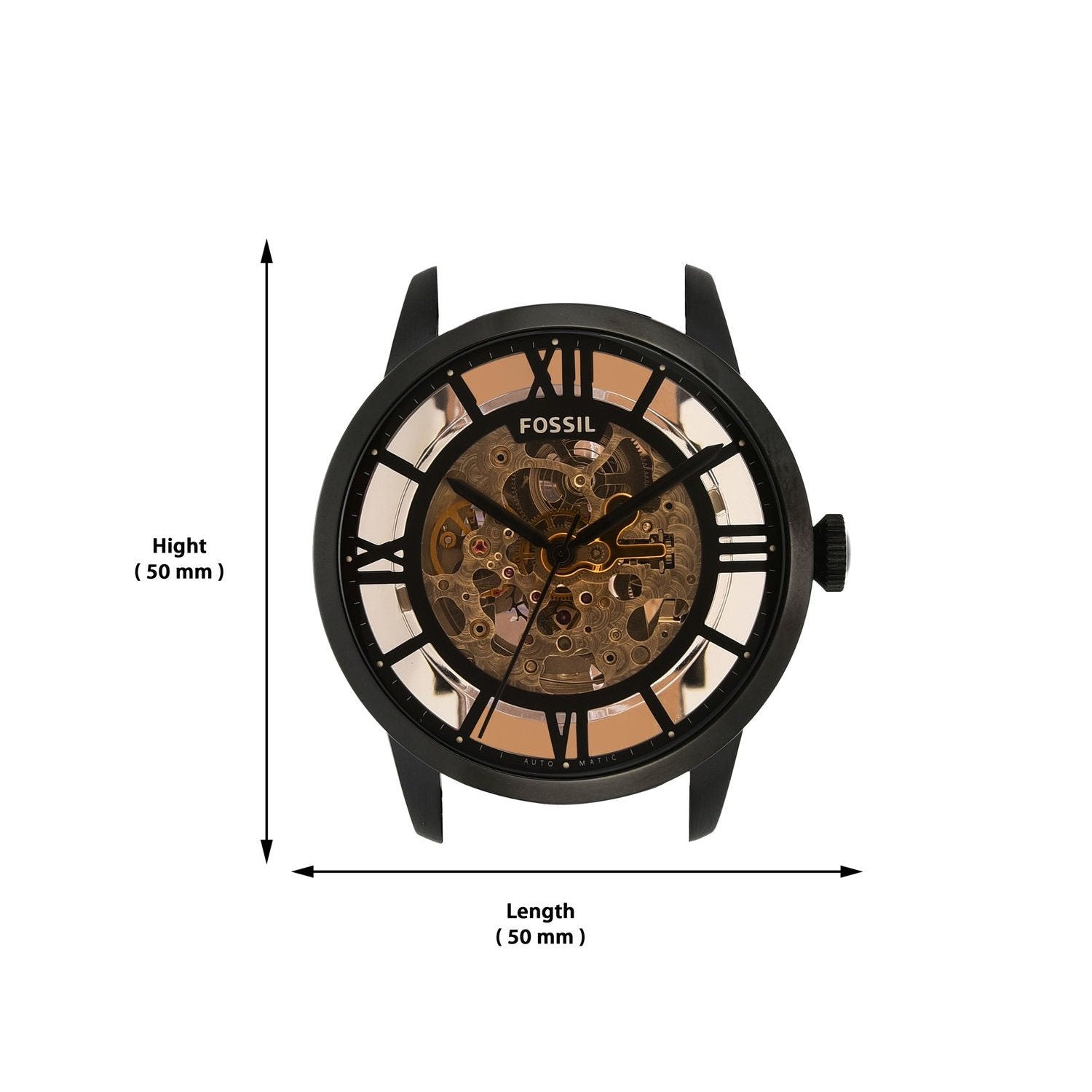 Fossil Townsman Automatic Skeleton Brown Dial Brown Leather Strap Watch for Men - ME3098