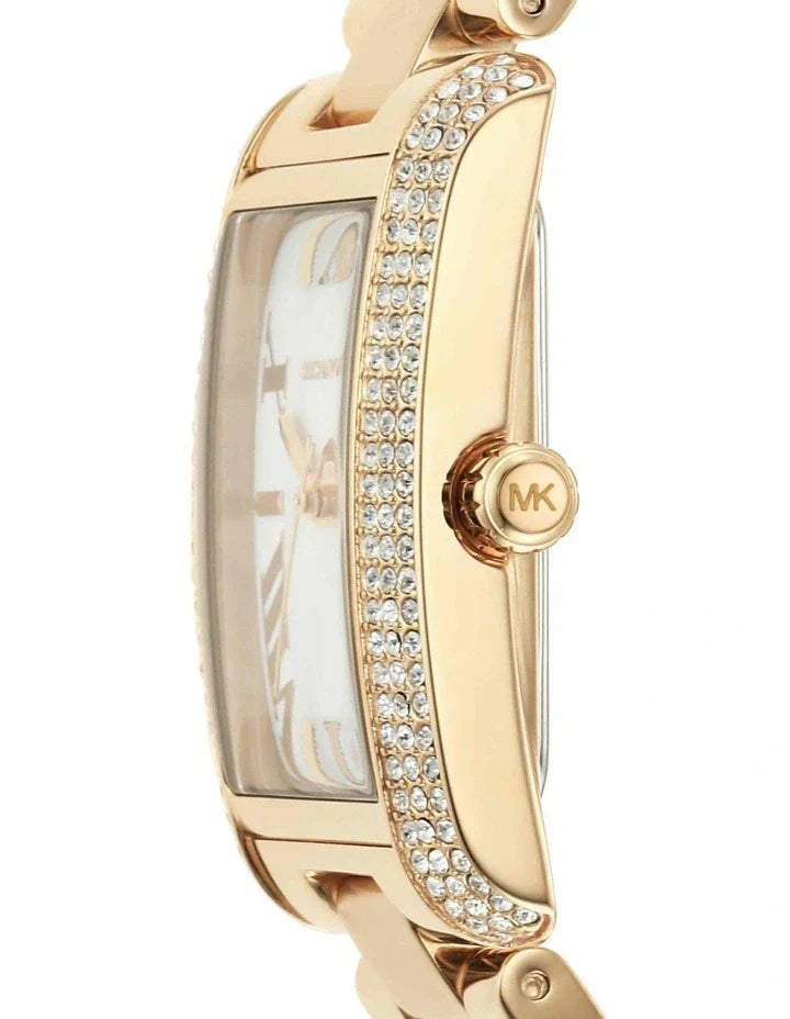 Michael Kors Emery Three-Hand Crystals Silver Dial Gold Steel Strap Watch for Women - MK4643