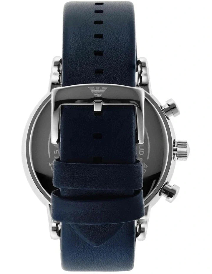Emporio Armani Luigi Chronograph Blue Dial Blue Leather Strap Watch For Men - AR11451