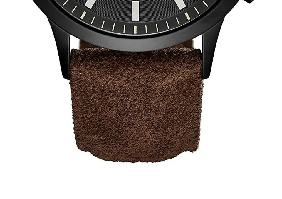 Emporio Armani Chronograph Black Dial Brown Leather Strap Watch For Men - AR11078