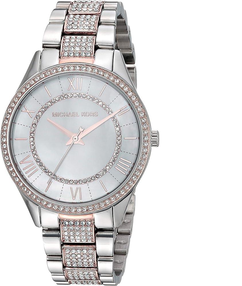 Michael Kors Lauryn Quartz Mother of Pearl White Dial Two Tone Steel Strap Watch For Women - MK4366