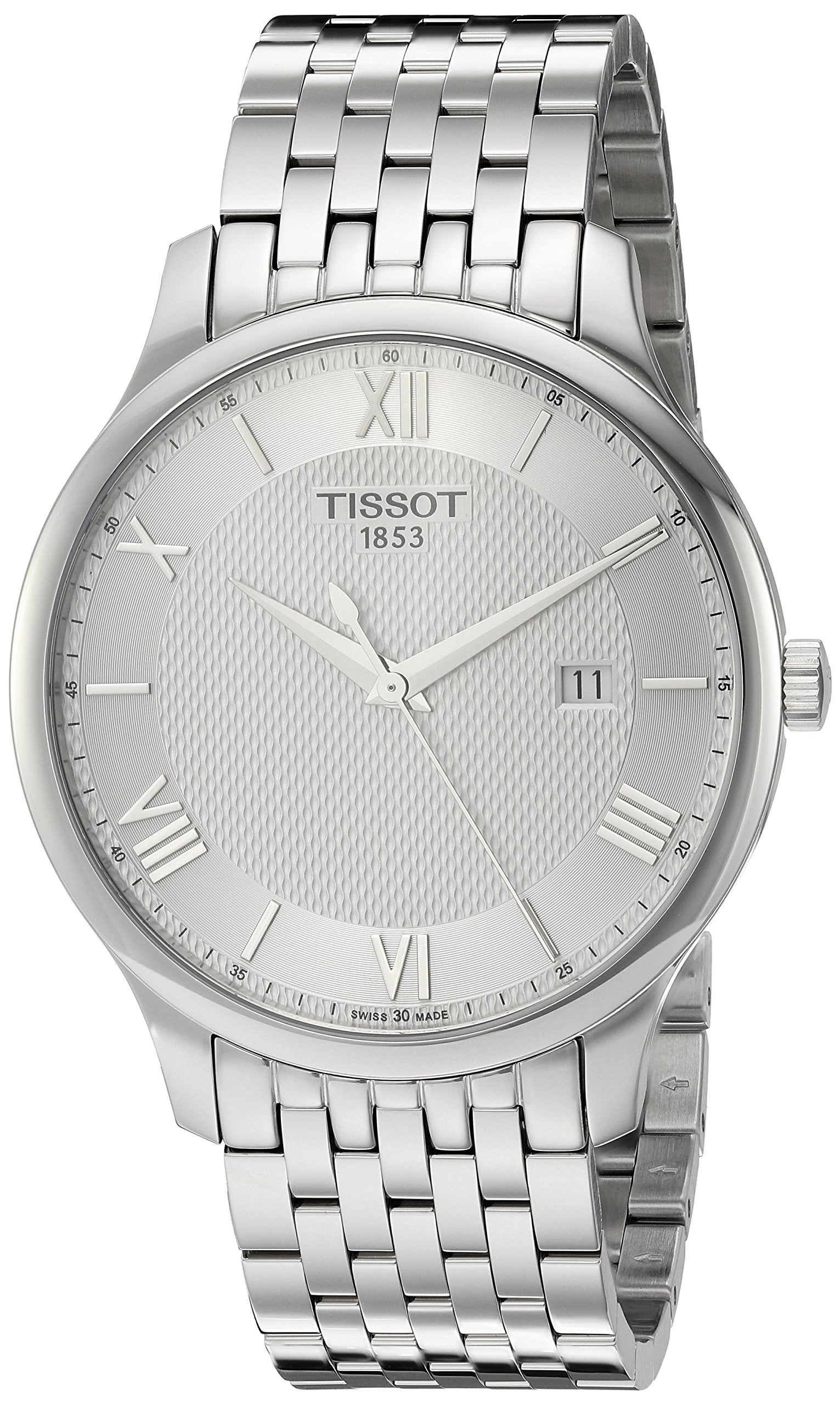 Tissot T Classic Tradition Silver Dial Silver Steel Strap Watch For Men - T063.610.11.038.00