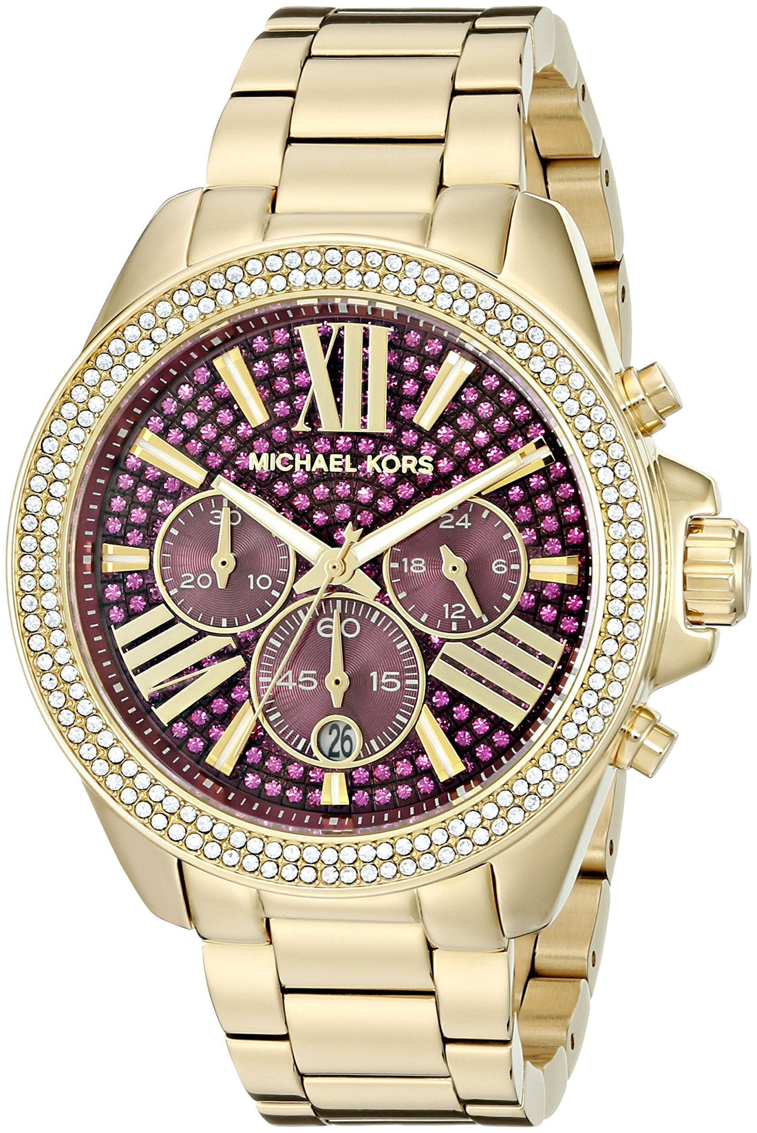 Michael Kors Wren Purple Dial Gold Steel Strap Watch for Women - MK6290