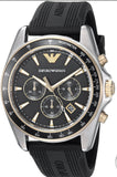 Emporio Armani Sigma Chronograph lack Dial Black Rubber Strap Watch For Men - AR80003